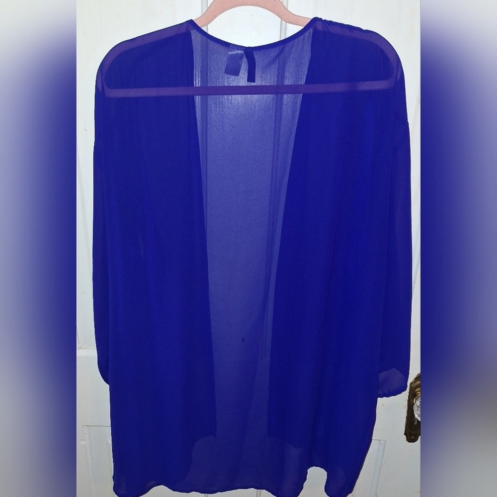 Electric Blue Sheer Cover Size Large Night Out Opera Dress Swim Cover Festival - Picture 2 of 5